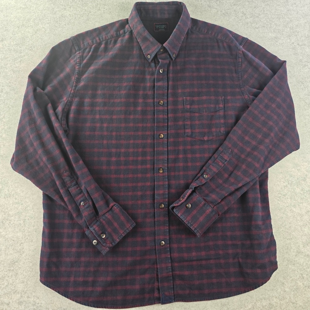 Untuckit Flannel Shirt XL‎ Red Check Long Sleeve Button Up Pocket Cotton